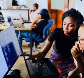 students working together on computer