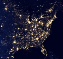 Map of the US at night