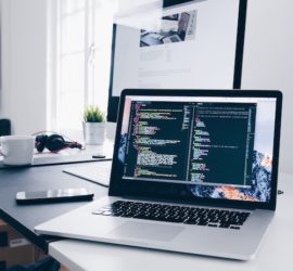 open laptop on a desk