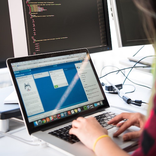 Woman using a laptop