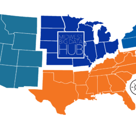 Map of the Big Data Hubs, Featuring MW Big Data Hub region