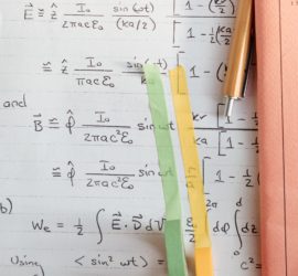 Closeup math equations on paper