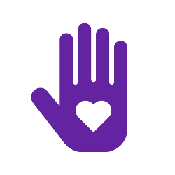 icon for volunteering - a raised hand with a heart