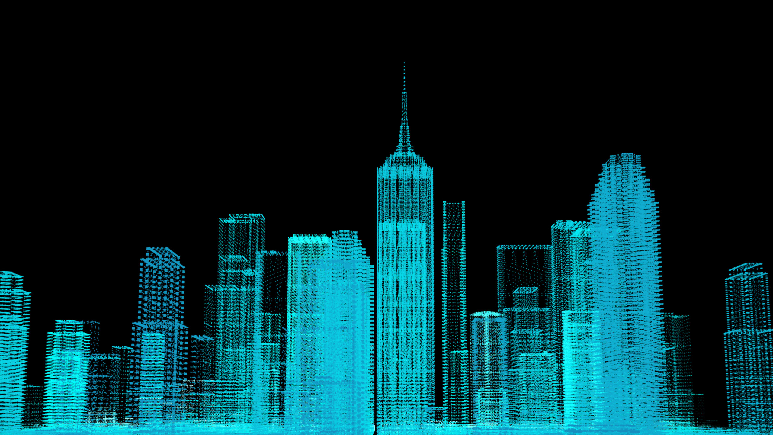 Future cyber business smart city and city power energy technology concept, neon color city architecture model, 3D presentation wallpaper background