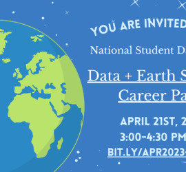 Poster for Data and Earth Sciences Career Panel on April 21st, 2023