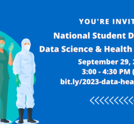 A graphic advertising the September 29th, 2023 NSDC Data Science & Health Career Panel