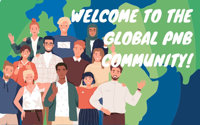 Graphic with the words 'Welcome to the Global PNB Community!'